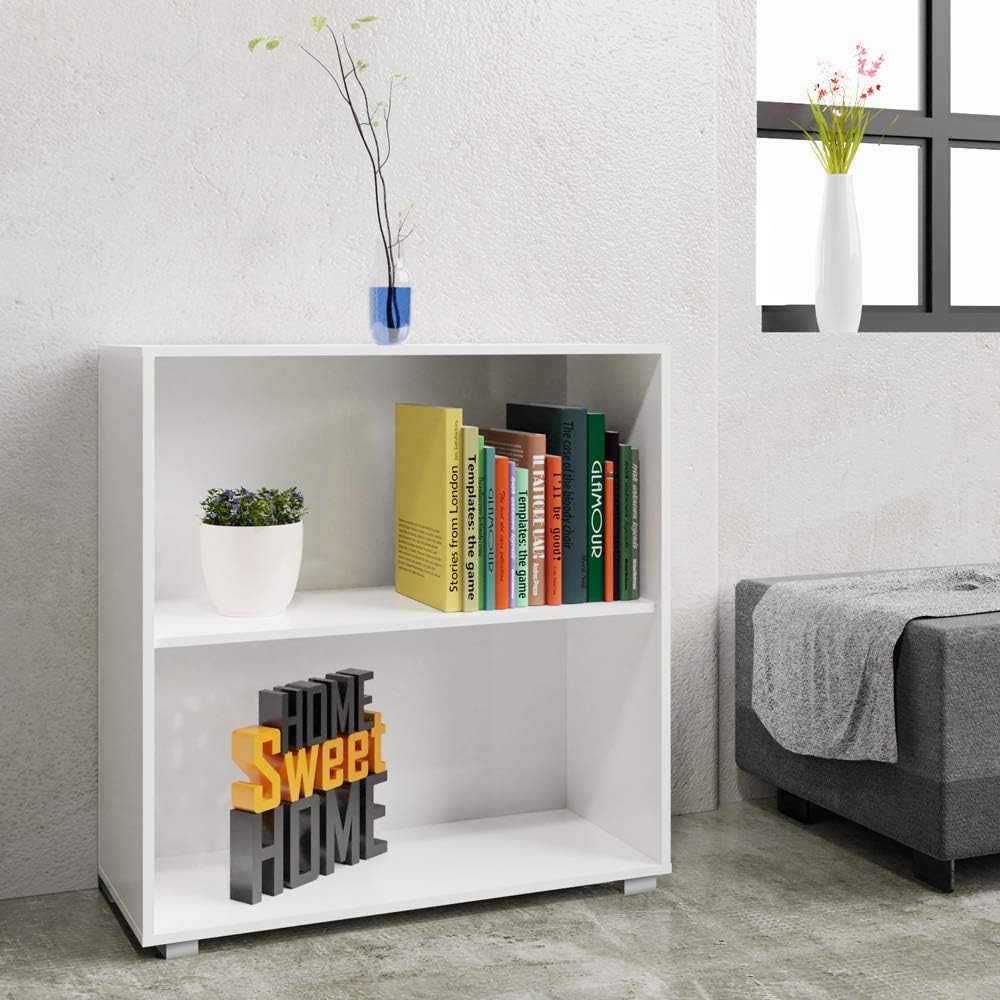 Casaria® 2er Set Bücherregal Vela 3+2 Fächer höhenverstellbare Böden Holz Bücher Ordner Wohnzimmer Arbeitszimmer Büro Standregal Ordnerregal Regal Weiß — Ansicht 5