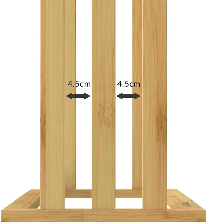 CASARIA® 2er Set Handtuchständer Freistehend Bambus Holz 84 x 46 x 24 cm 3 Edelstahl Stangen Handtuchhalter Stehend mit Ablage Handtuchstange Bad Ohne Bohren — Ansicht 5