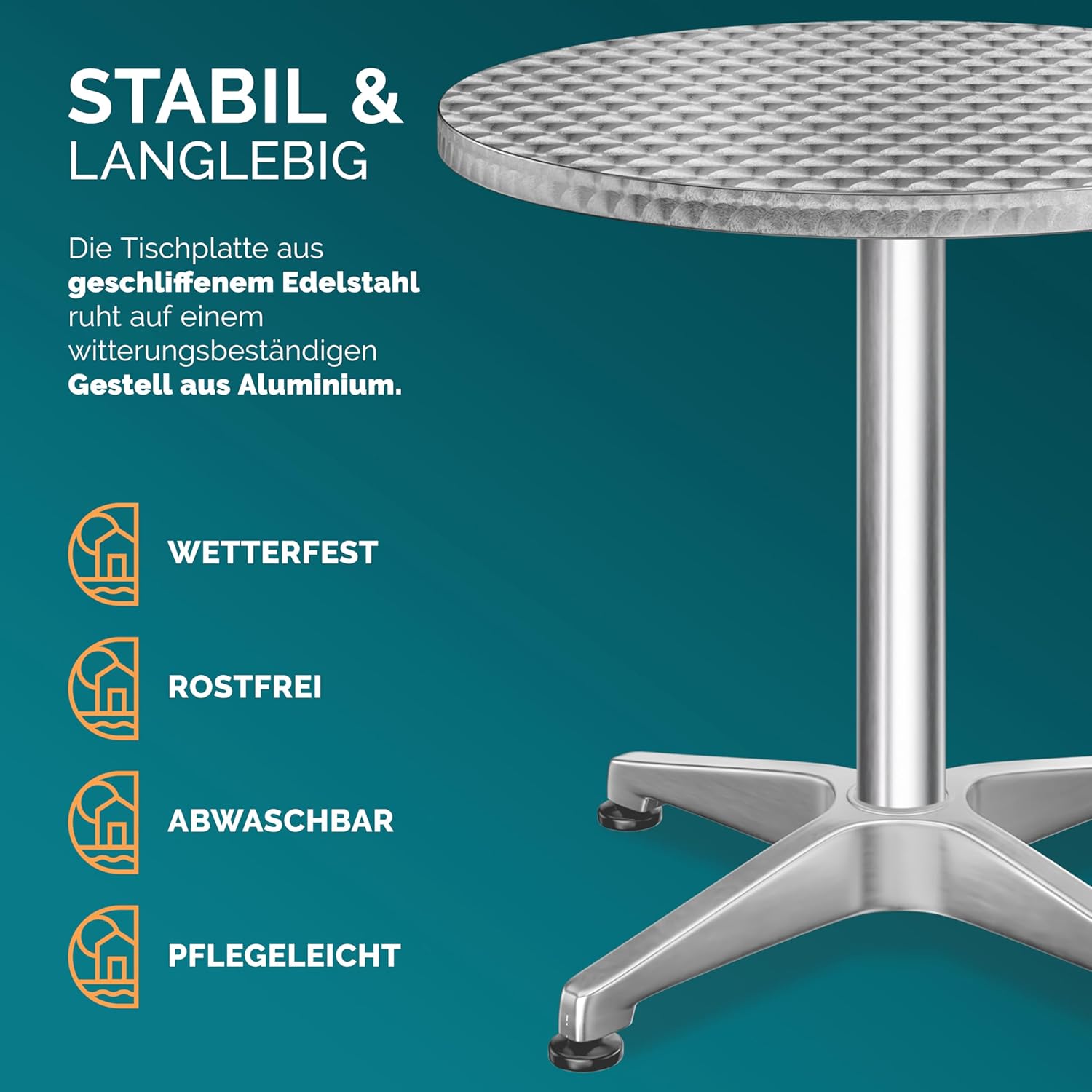 Casaria® 2in1 Stehtisch mit Husse Höhenverstellbar 70 cm / 115 cm Hoch Aluminium Rund Ø60cm Wetterfest Outdoor Garten Bistro Biertisch Party Anthrazit — Ansicht 6