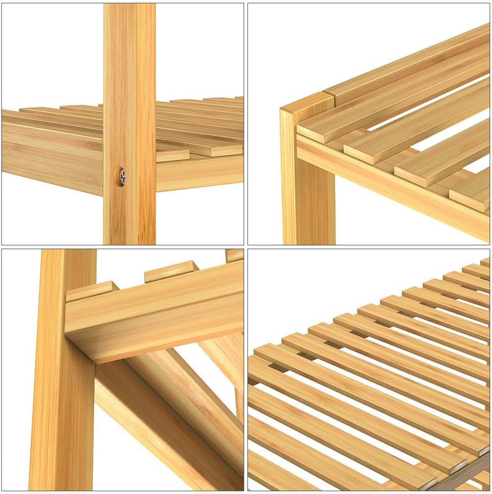 Casaria® 2X Badezimmer Regal Stehend Bambus Holz 3 Ablagen 30kg Belastbarkeit Badregal Schmal Küche Flur Büro Beistellregal Holzregal Klarlack 58x26cm — Ansicht 5
