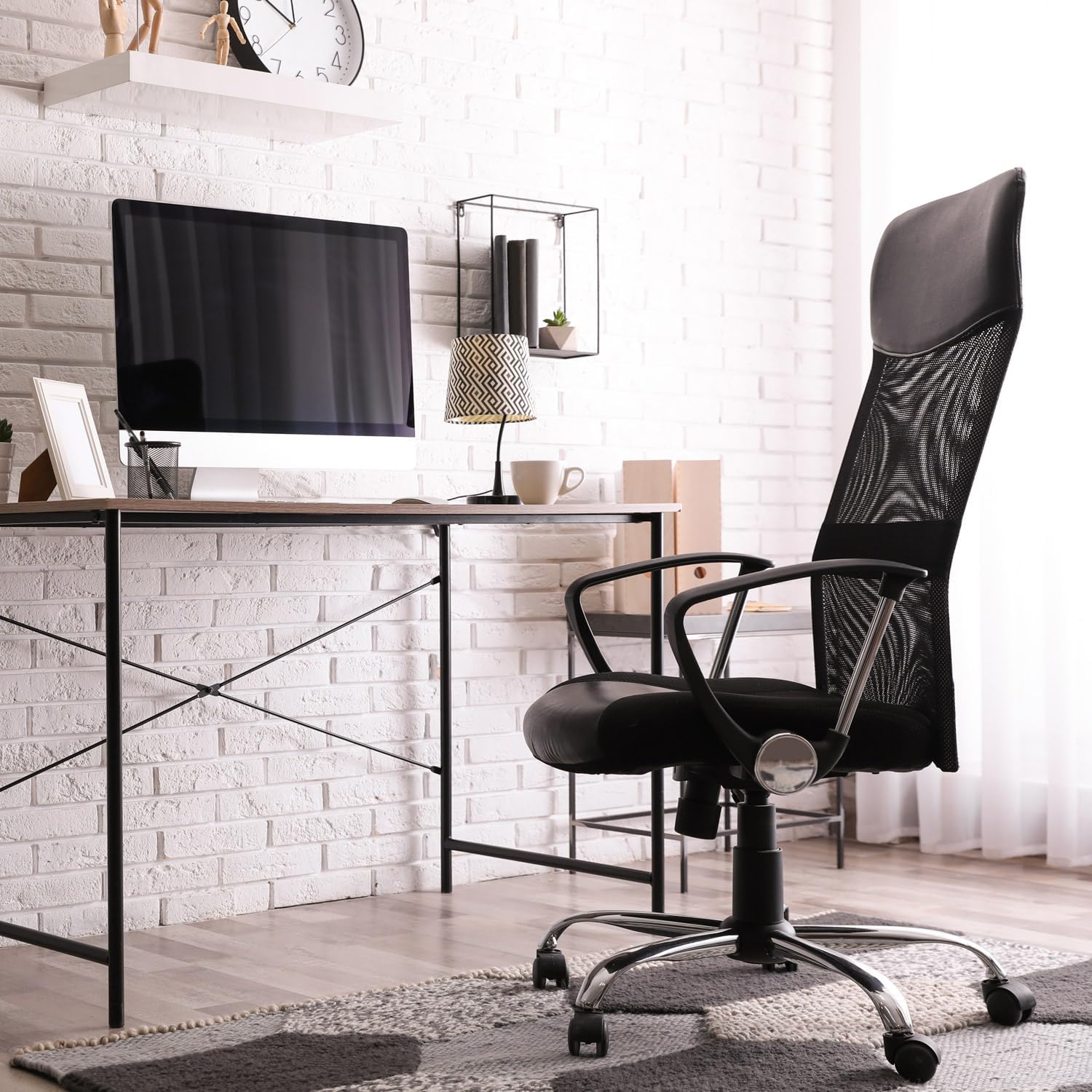 Casaria® 2X Bürostuhl Ergonomisch Hohe Rückenlehne Härtegradeinstellung 46-60cm Sitzhöhe Wippfunktion Lenden- und Kopfstütze Büro Schreibtisch Dreh Stuhl — Ansicht 2