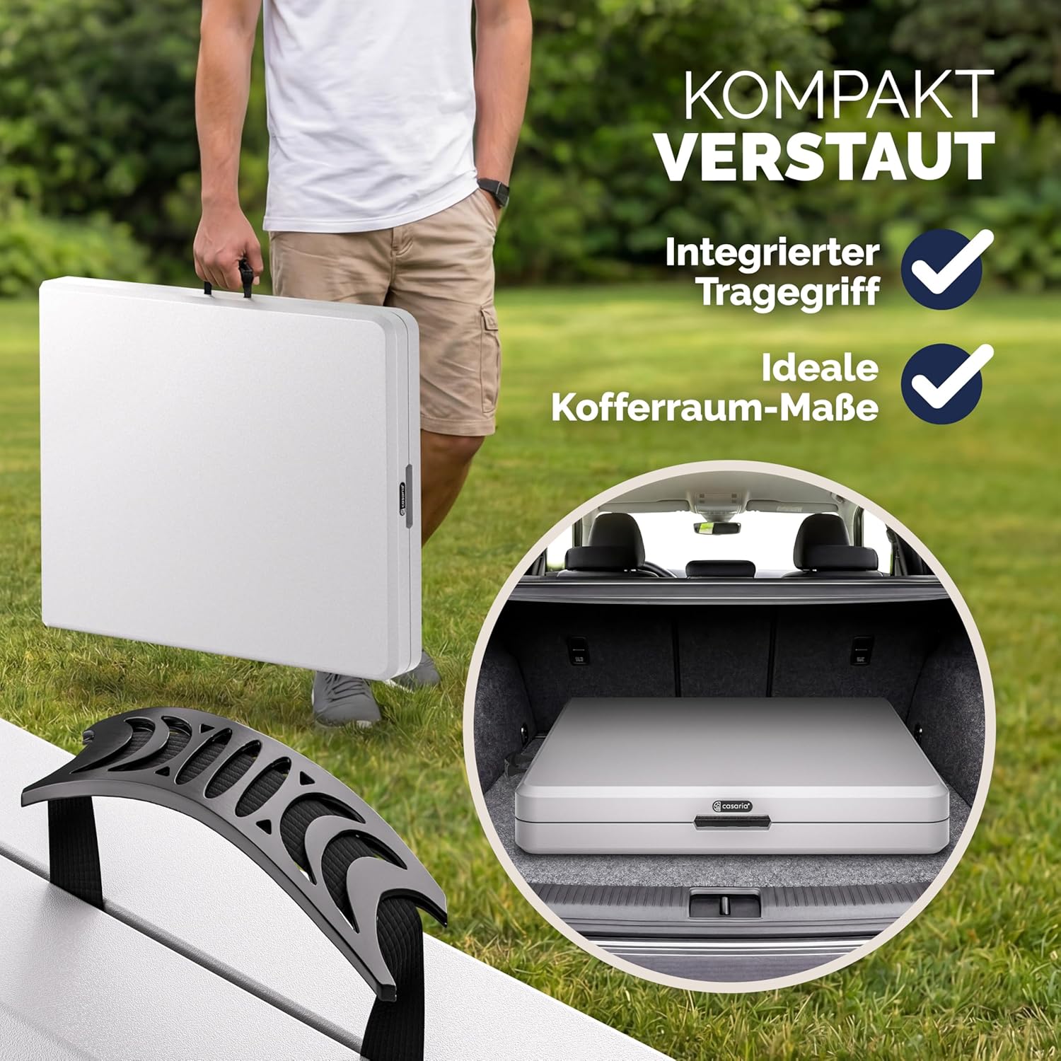 Casaria® 2X Gartentisch 183x76cm Klappbar Wetterfest Tragbar Kunststoff Garten Terrasse Camping Balkontisch Klapptisch Campingtisch Buffettisch Weiß — Ansicht 5