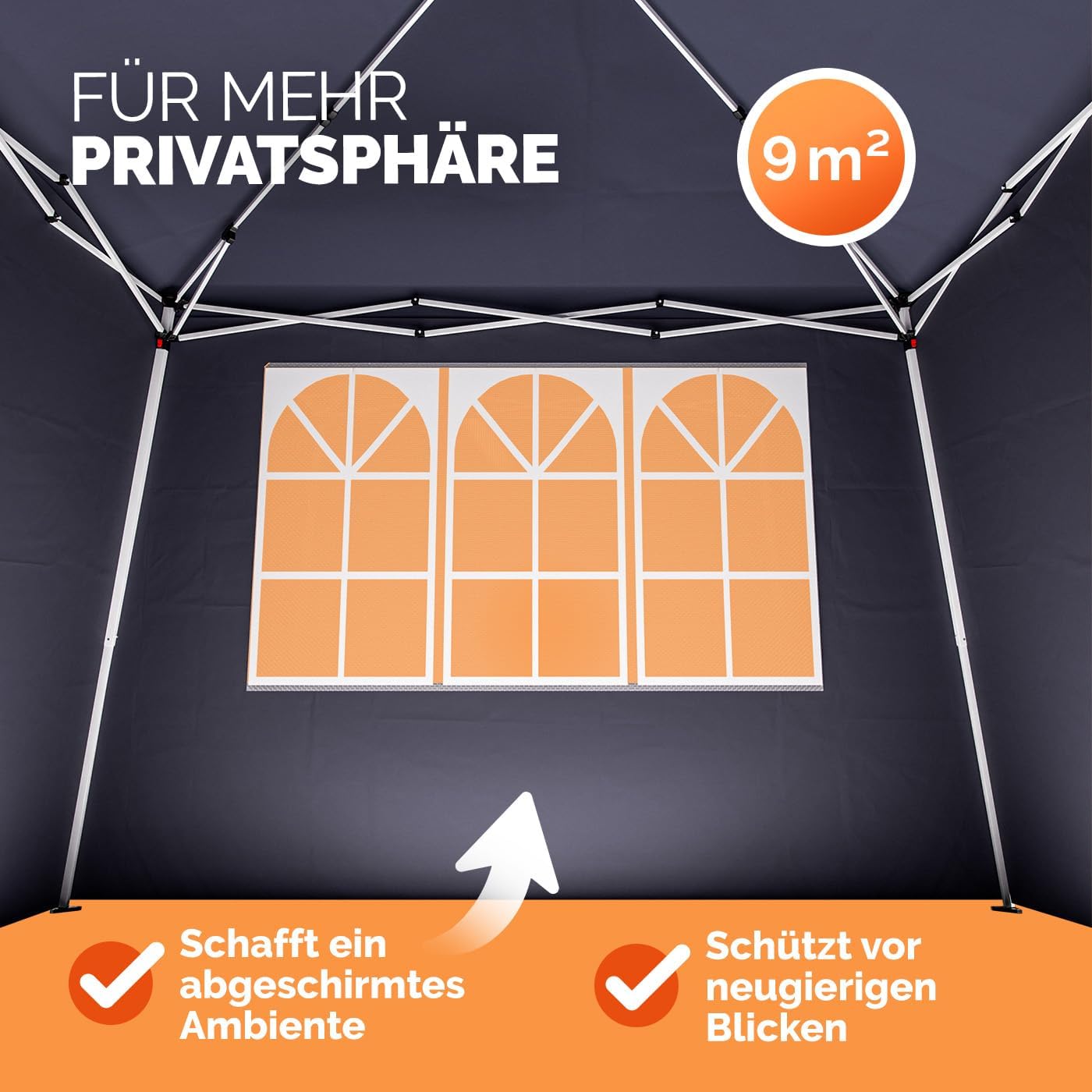 CASARIA® 2X Seitenteil für Pavillon 3x3m Wasserdicht mit Fenster mit Reißverschluss Garten Seitenwand Abdeckplane Faltpavillon Pop Up Stabil Anthrazit — Ansicht 4