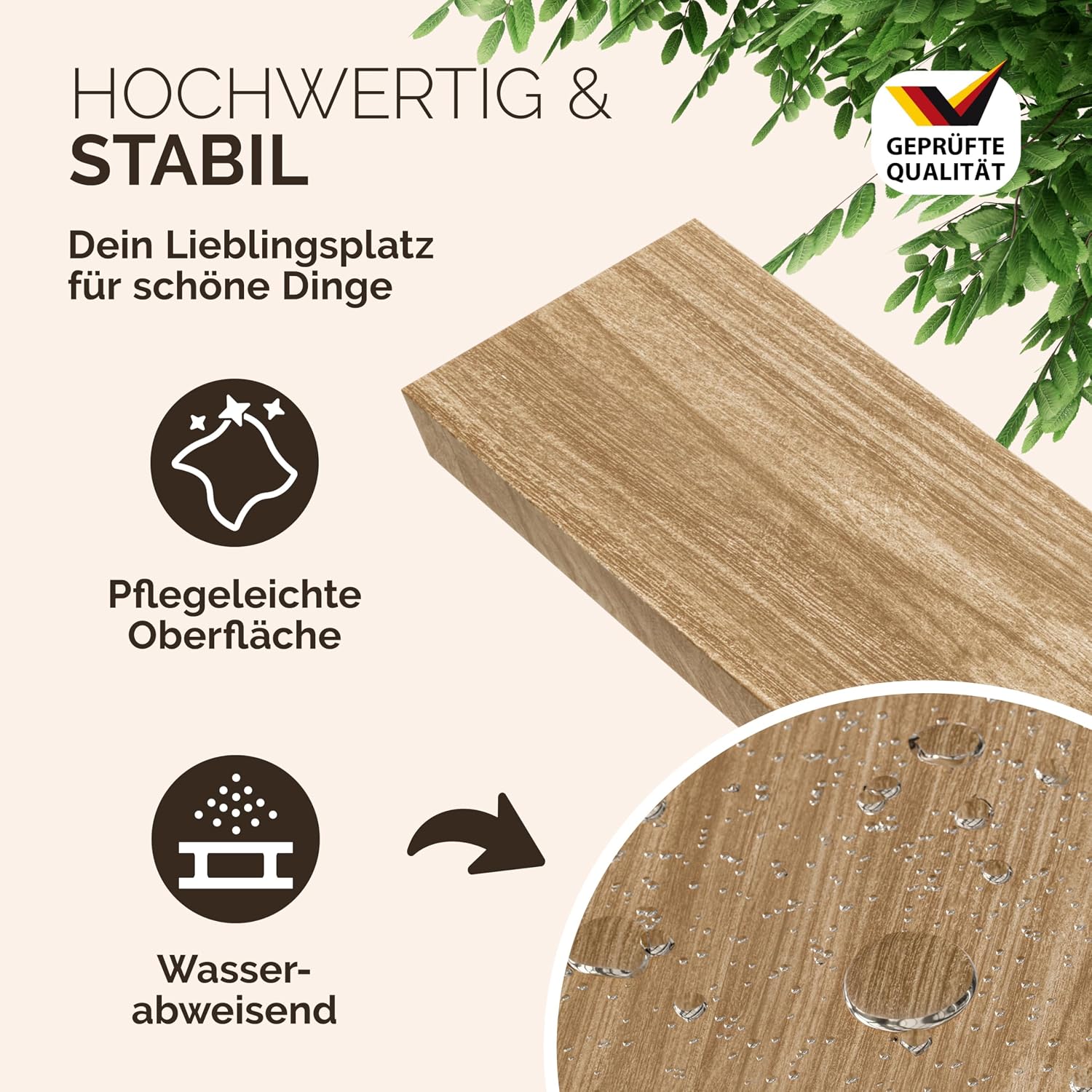 Casaria® 2X Wandregal Holz Eiche Regal mit Halterung 15kg Tragkraft Hängeregal Küche Wohnzimmer Flur Wand Schweberegal Bücherregal Regalbrett Schwebend 90cm — Ansicht 3