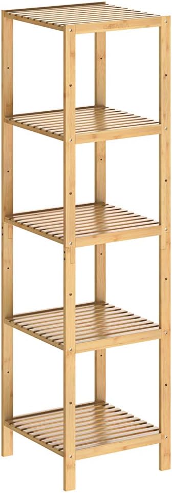 Casaria® Badezimmer Regal Bambus 5 Ablagen Belastbarkeit 40kg 140x33cm Bad Küche Kinderzimmer Wohnzimmer Bücherregal Holzregal Mehrzweckregal Braun