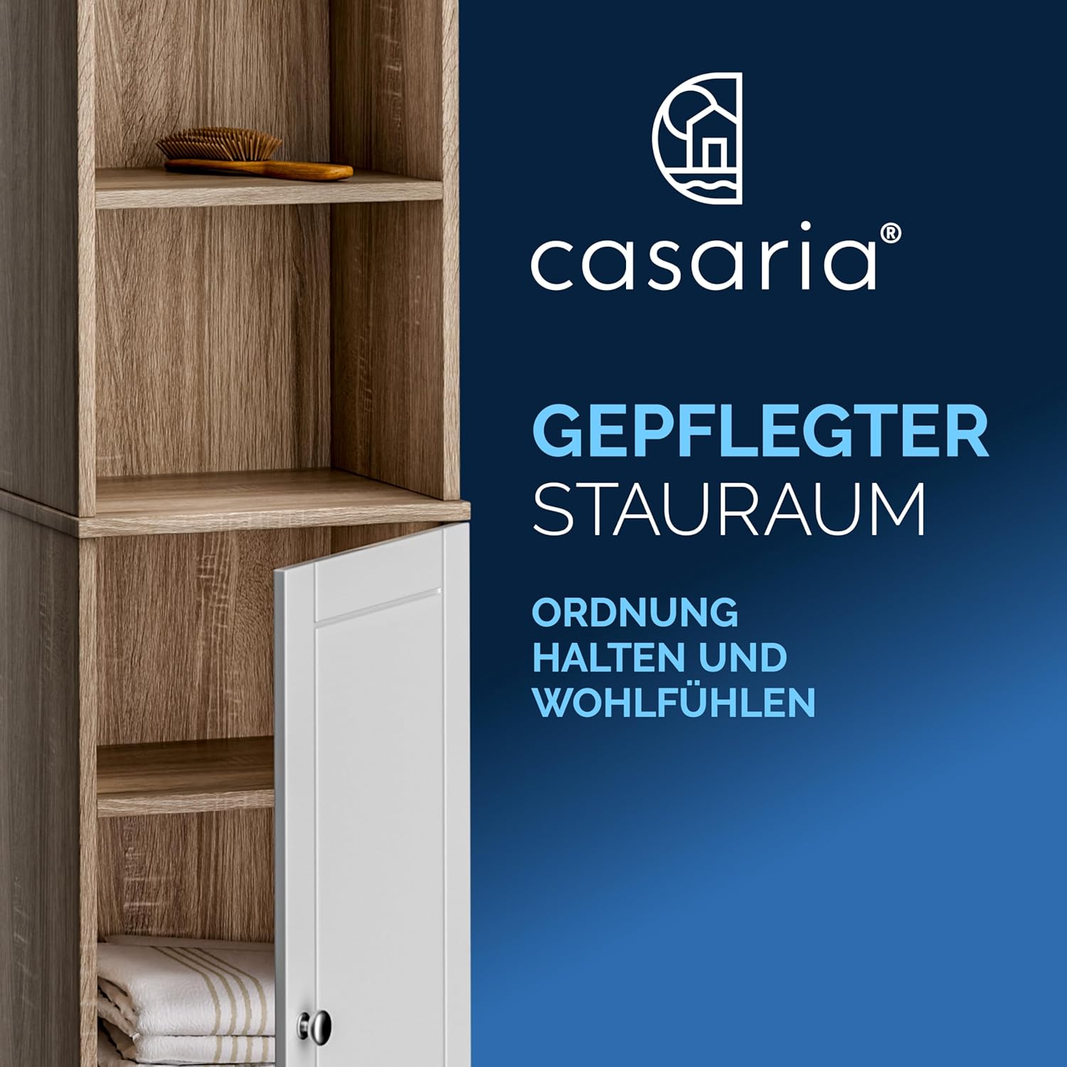 Casaria® Badezimmerhochschrank Weiß Holz 6 Fächer Tür mit Magnetverschluss 170 x 34 x 26 cm Schmal Hochschrank Bad Regal Badschrank Badezimmerschrank — Ansicht 5