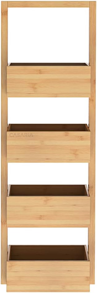 Casaria® Badregal mit 4 Körben Stehend Schmal Bambus Holz 88x16x28cm Ablagen Standregal Küche Badezimmer Küchenregal Korbregal Bad Regal Organizer — Ansicht 6