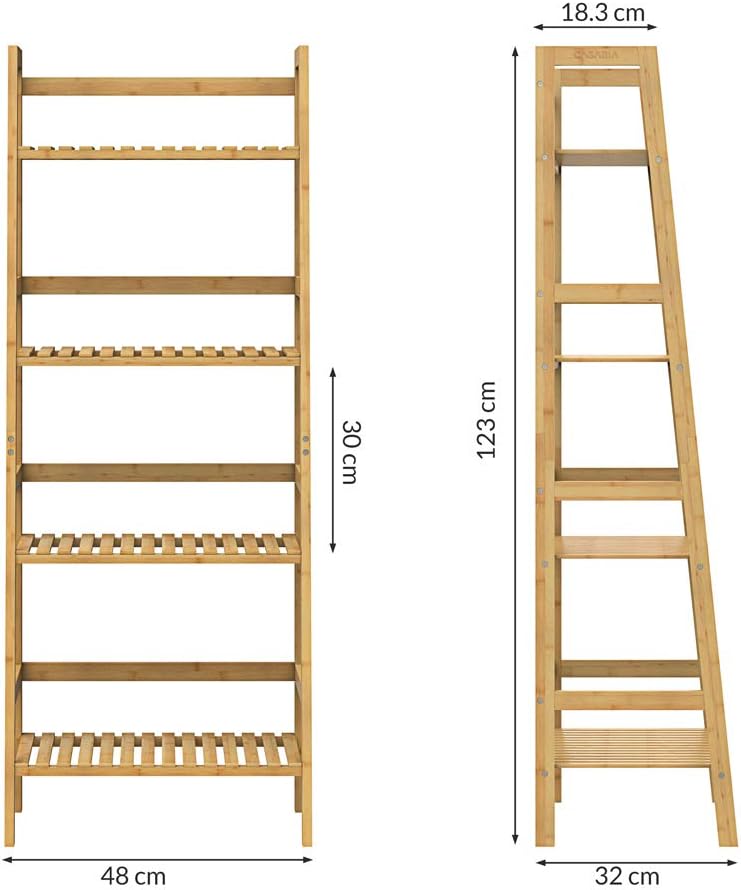 Casaria® Badregal Standregal Bambus 4 Böden 48x32x123cm Groß Stehend Offen 40 kg Belastbarkeit Holz Bad Badezimmer Küche Wohnzimmer Keller Regal Natur — Ansicht 3