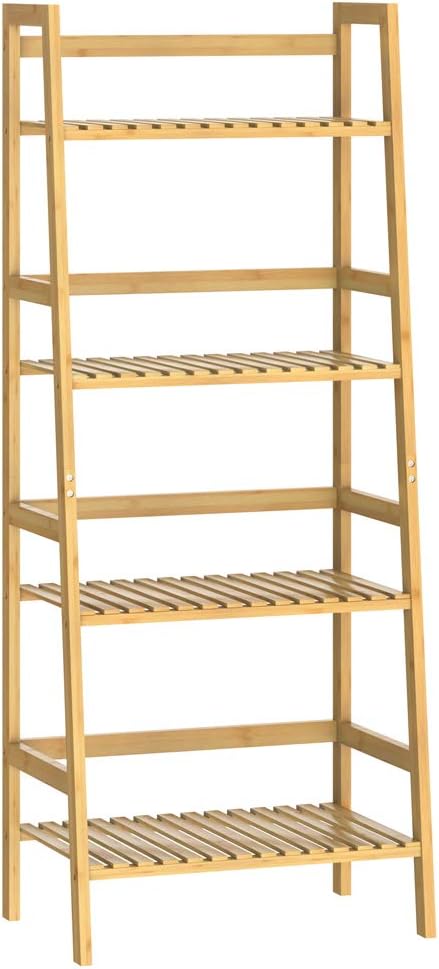 Casaria® Badregal Standregal Bambus 4 Böden 48x32x123cm Groß Stehend Offen 40 kg Belastbarkeit Holz Bad Badezimmer Küche Wohnzimmer Keller Regal Natur