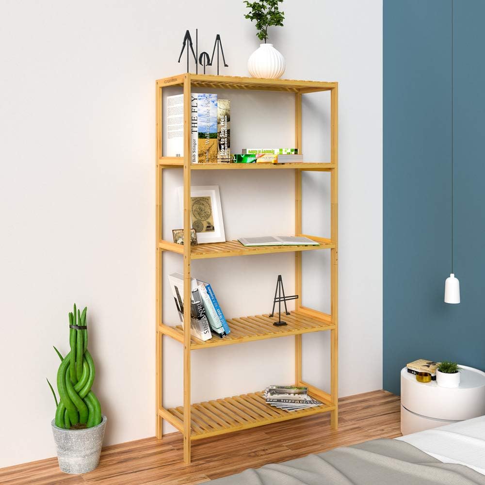 Casaria® Badregal Standregal Bambus 5 Böden 60x26x130cm Groß Stehend Offen 50 kg Belastbarkeit Holz Bad Badezimmer Küche Wohnzimmer Keller Regal Natur — Ansicht 2