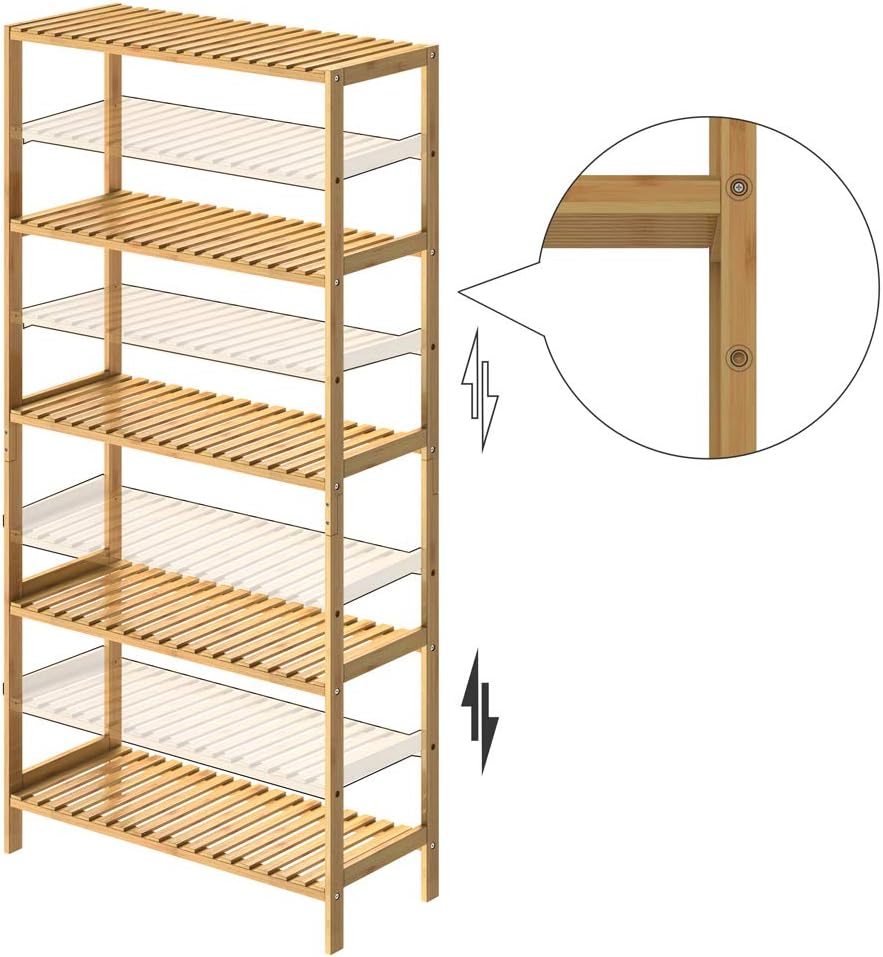 Casaria® Badregal Standregal Bambus 5 Böden 60x26x130cm Groß Stehend Offen 50 kg Belastbarkeit Holz Bad Badezimmer Küche Wohnzimmer Keller Regal Natur — Ansicht 4