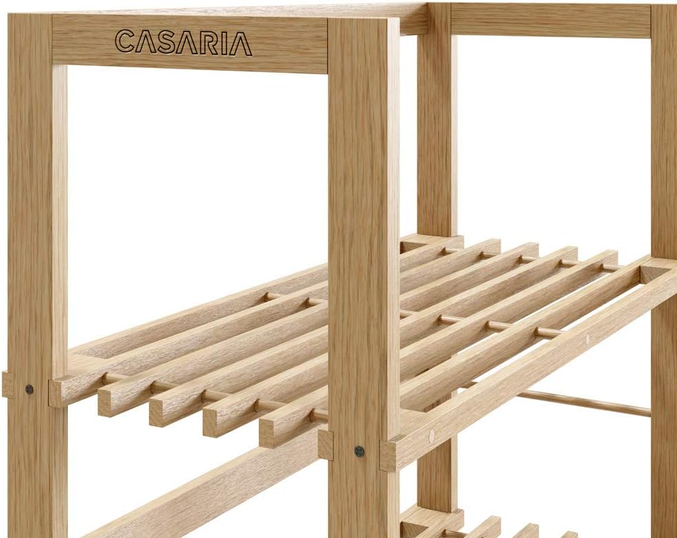 Casaria® Badregal Standregal Holz 5 Böden 58x27x136 cm Groß Stehend Offen 50kg Belastbarkeit Kiefer Bad Badezimmer Küche Wohnzimmer Keller Regal Natur — Ansicht 6