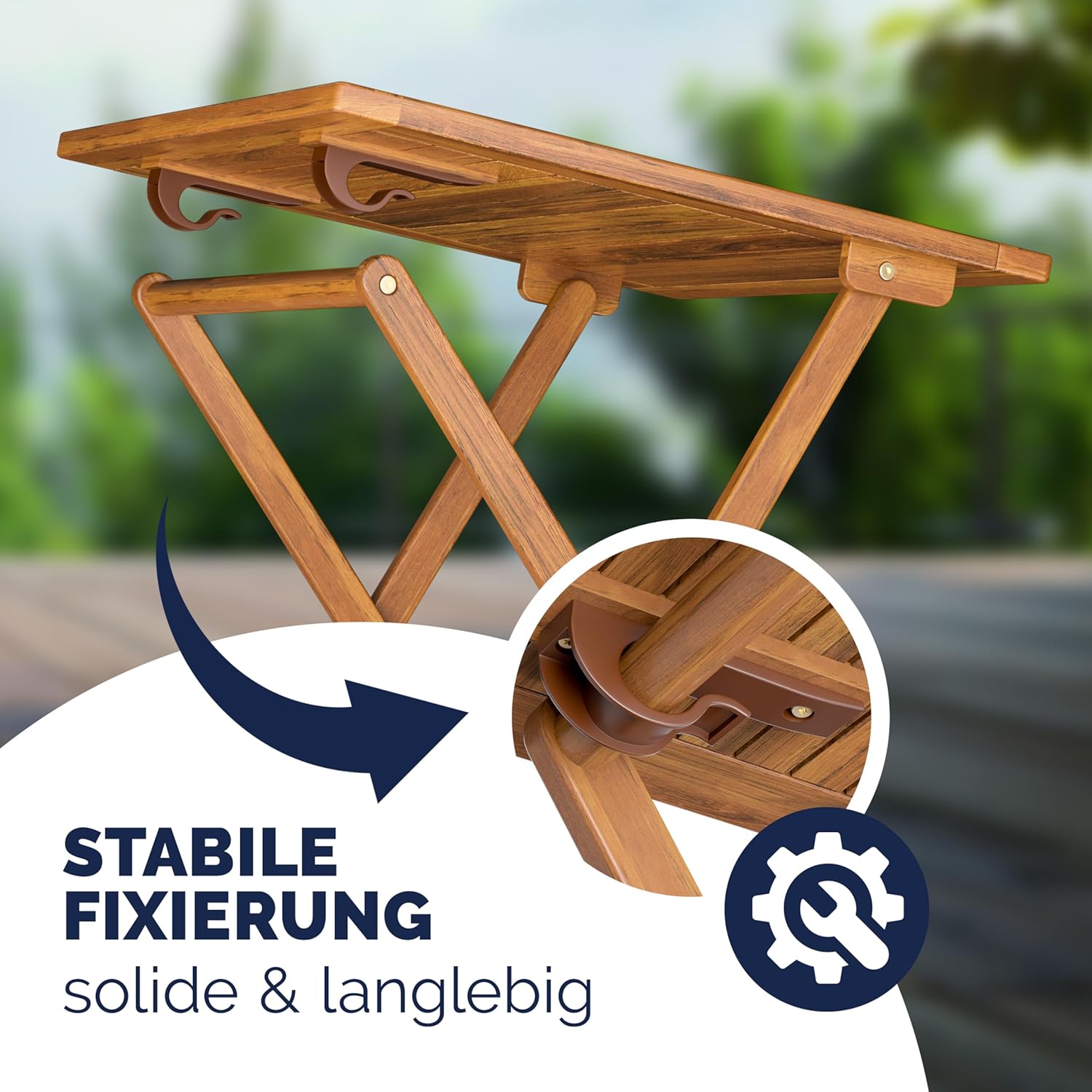 Casaria® Balkonmöbel Set 2 Personen Wetterfest Holz Vormontiert Klappbar 110kg Belastbarkeit Balkon Garten Terrassenmöbel Gartenmöbel 3-TLG Akazie — Ansicht 5