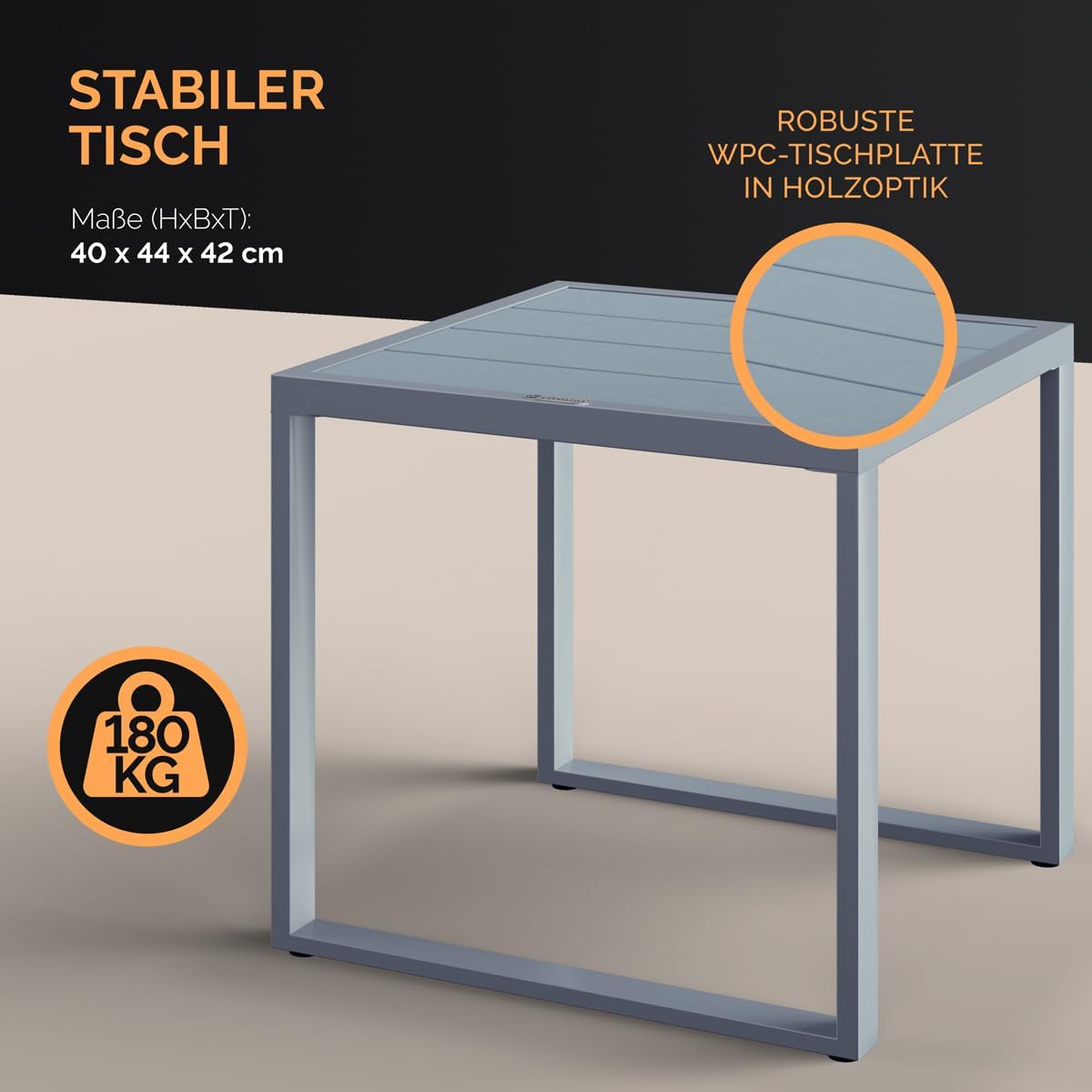Casaria® Balkonmöbel Set WPC Tisch 160kg Belastbarkeit Polyrattan 2 Stühle Auflagen höhenverstellbare Füße Outdoor Wetterfest Garten Balkon Möbel Lounge Grau — Ansicht 6