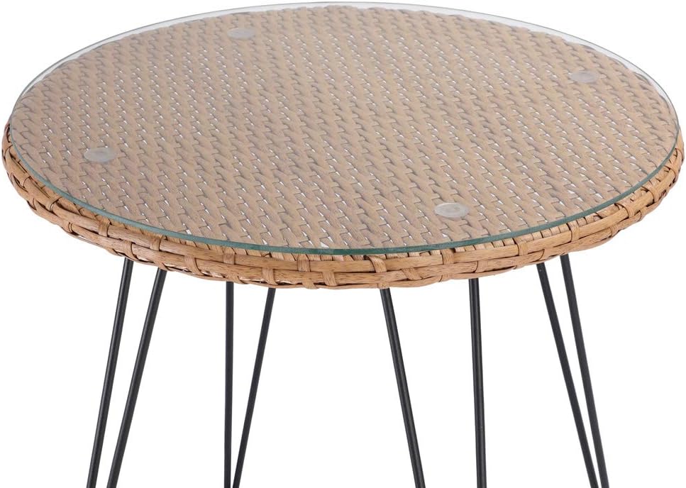 Casaria® Balkonset 3 teilig 5cm Auflagen Wetterfest 5mm Sicherheitsglasplatte Höhenverstellbar Rattan Look Outdoor Terrasse Balkon Gartenmöbel Korbsessel — Ansicht 6