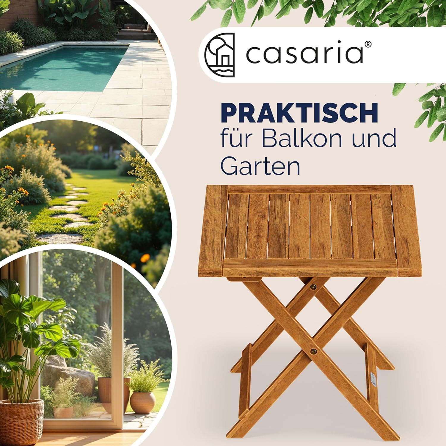 Casaria® Beistelltisch Holz Vollmontiert Klappbar 80kg Belastbar Balkon — Ansicht 3