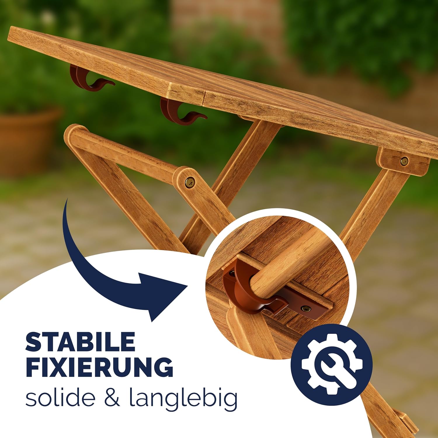 Casaria® Beistelltisch Holz Vollmontiert Klappbar 80kg Belastbar Balkon — Ansicht 6