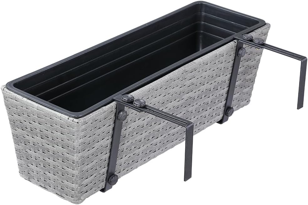 Casaria® Blumenkasten 4er Set 11 Liter Montagehalterung Indoor Outdoor Geländerkasten Balkonkasten Pflanzkasten grau — Ansicht 4