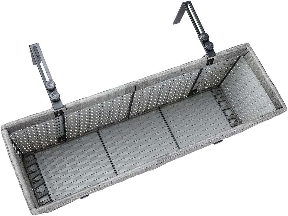 Casaria® Blumenkasten 4er Set 11 Liter Montagehalterung Indoor Outdoor Geländerkasten Balkonkasten Pflanzkasten grau — Ansicht 5