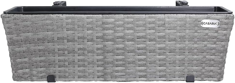 Casaria® Blumenkasten 4er Set 11 Liter Montagehalterung Indoor Outdoor Geländerkasten Balkonkasten Pflanzkasten grau — Ansicht 6