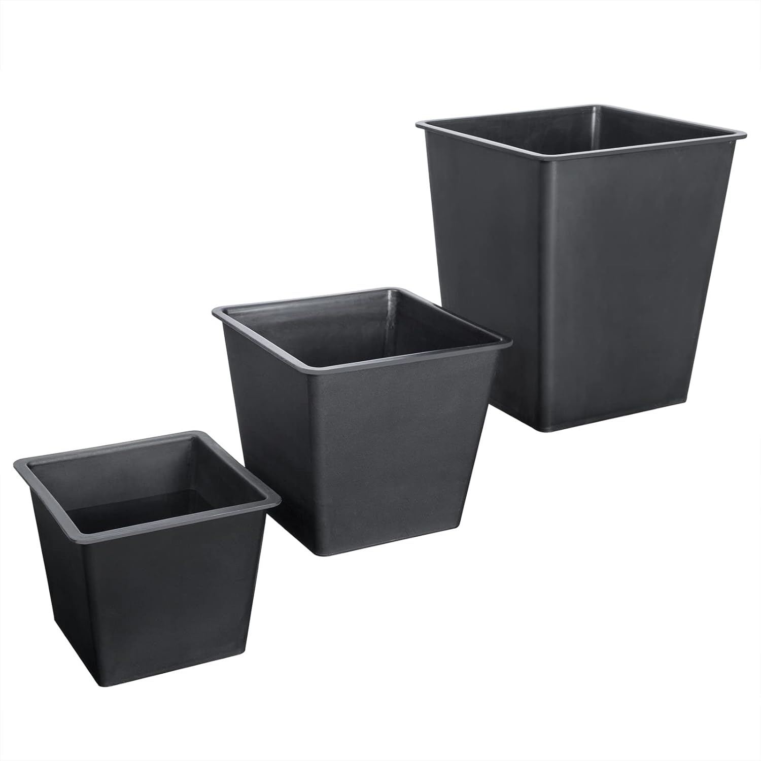 Casaria® Blumentopf 3er Set Polyrattangeflecht Übertopf Wasserabfluss Rattanoptik Outdoor Pflanzkübel Blumenkasten Creme — Ansicht 4
