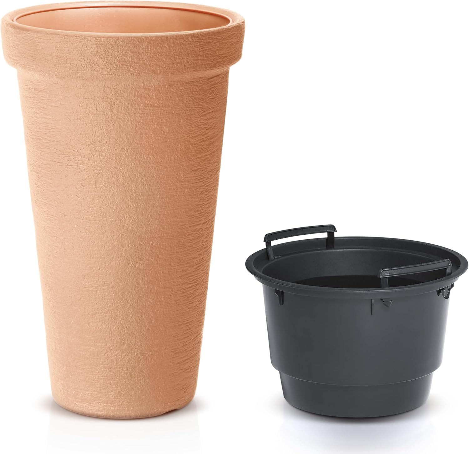 Casaria® Blumentopf 42L 63x40cm XXL Pflanzkübel Hoch Rund Kunststoff Winterfest Garten Terrasse Übertopf Pflanzkasten Blumenkübel Terracotta