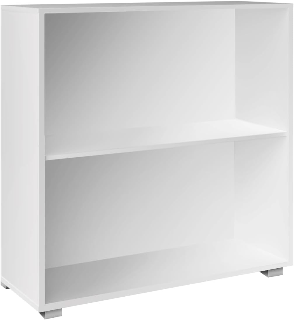 Casaria® Bücherregal 77x60x28cm 2X Weiß Holz 2 Fächer Boden Höhenverstellbar Kippschutz Bücher Büro Wohnzimmer Standregal Regal — Ansicht 6