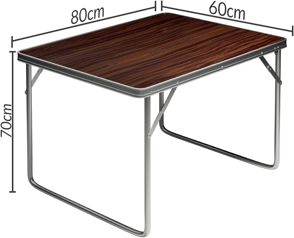 Casaria® Campingtisch klappbar Camping Klapptisch Holz Alu 80x60cm mit Tragegriff leicht Tisch faltbar Braun abgerundete Kanten Garten Balkon Picknick — Ansicht 3