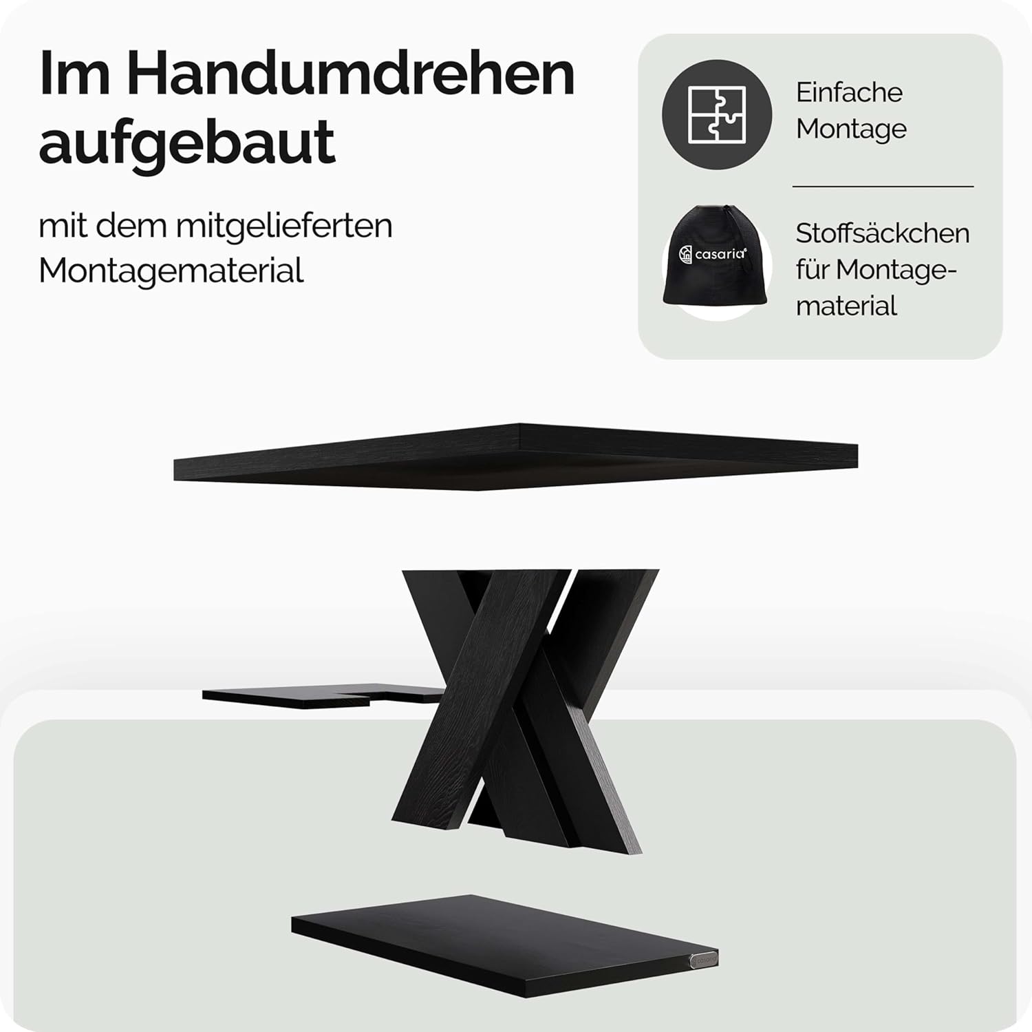 Casaria® Couchtisch Schwarz Holz Stauraum Ablage Kratzfest Modern Rechteckig 50kg Belastbar Beistelltisch Wohnzimmer Couch Sofa Tisch Detroit 90x60cm — Ansicht 6