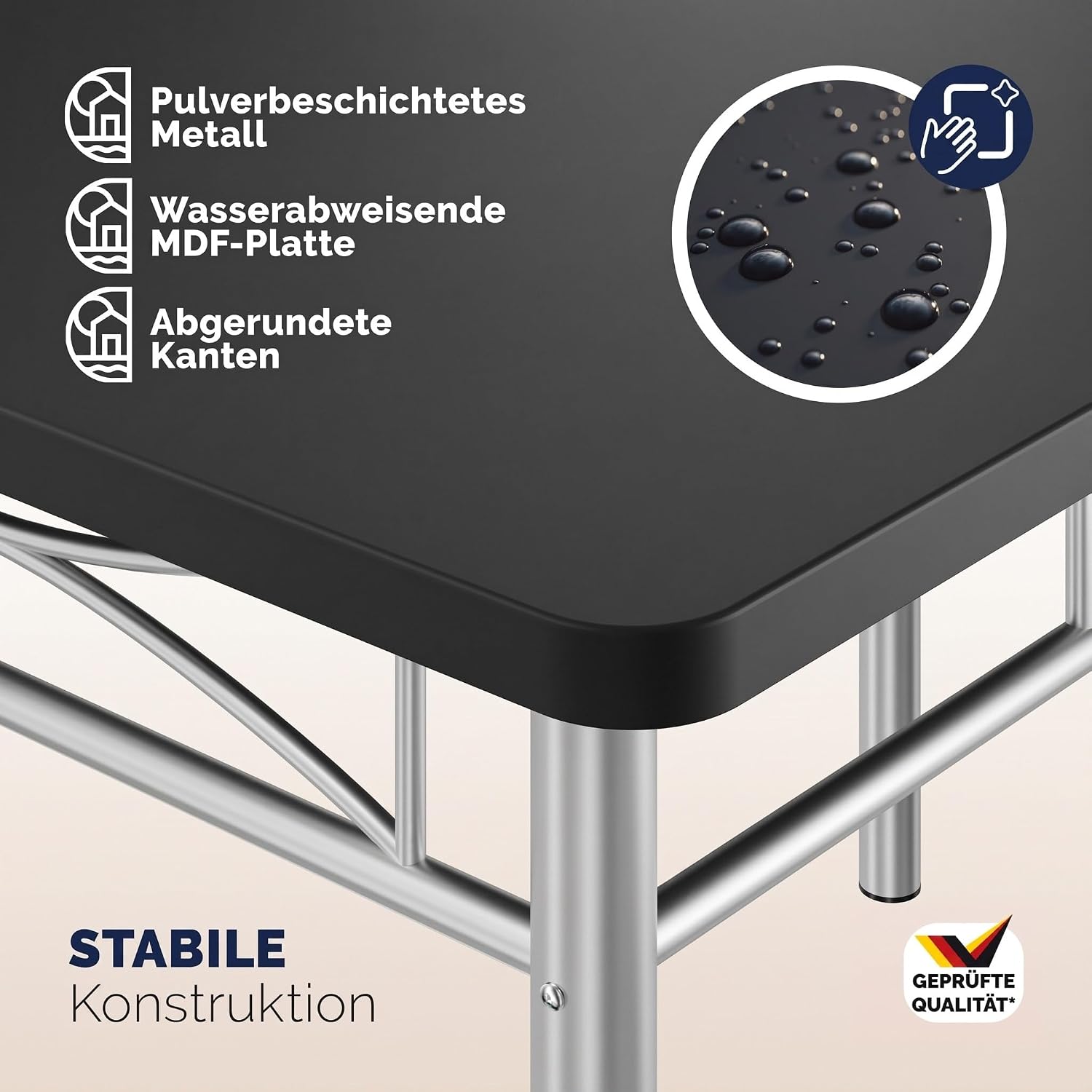 Casaria® Esstisch mit 4 Stühlen Holz 5-TLG Set Metall 110x70cm Industrial Esszimmer Küche Stühle Tisch Möbel Essgruppe Sitzgruppe Paul Schwarz — Ansicht 6