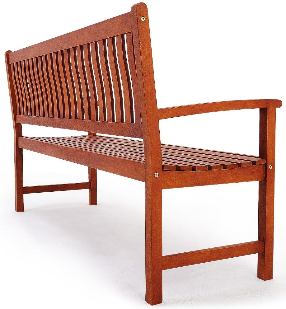 Casaria® Gartenbank 3-Sitzer Wetterfest Eukalyptus Holz 480kg Belastbarkeit Armlehne Rückenlehne 152x55cm FSC®-Zertifiziert Garten Balkon Bank 3 Personen Sitzbank — Ansicht 5