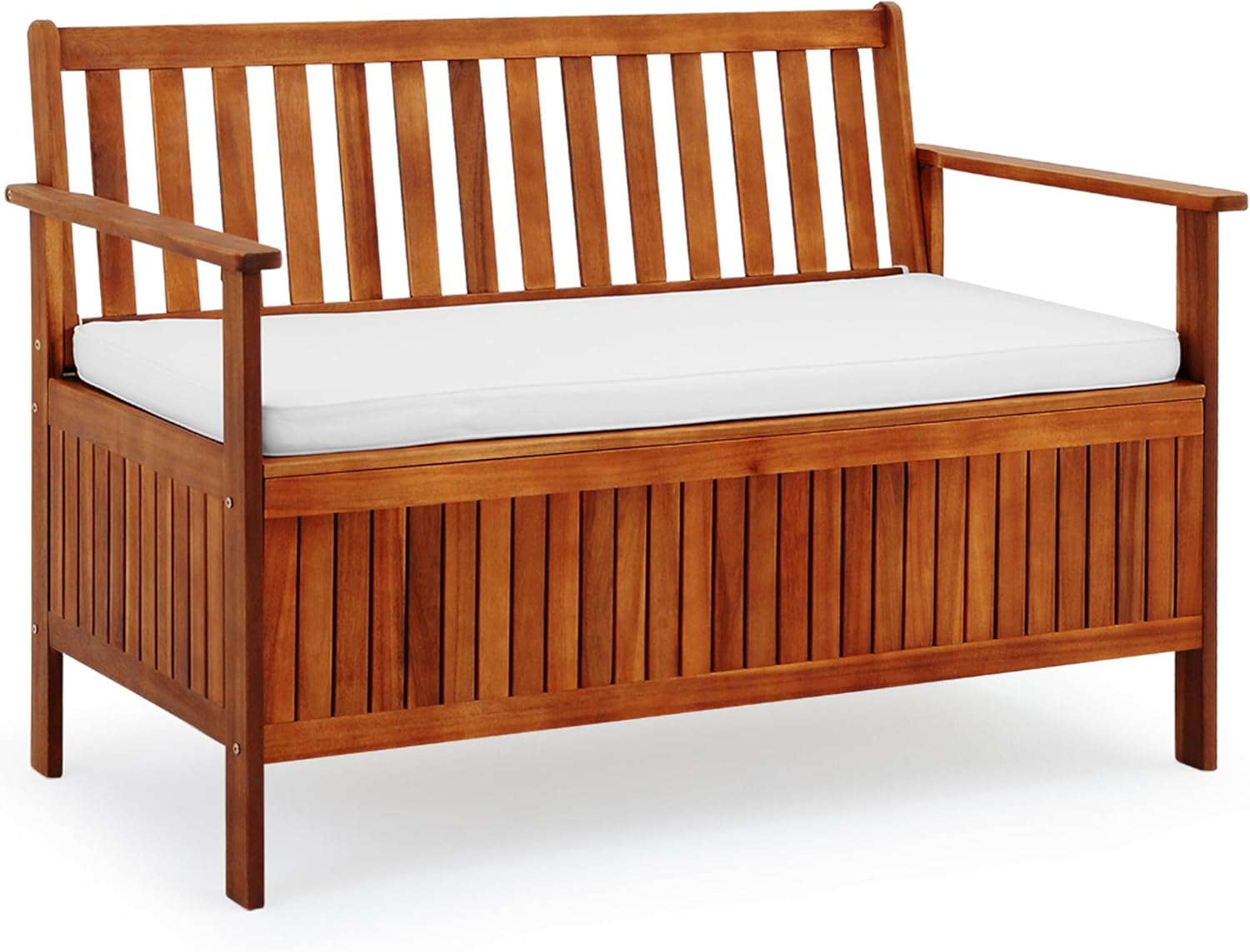 Casaria® Gartenbank Gartenbox Wetterfest Holz 320kg Belastbarkeit Staufach Sitzauflage Regenplane Garten Balkon Sitzbank Parkbank 120x84cm Akazie