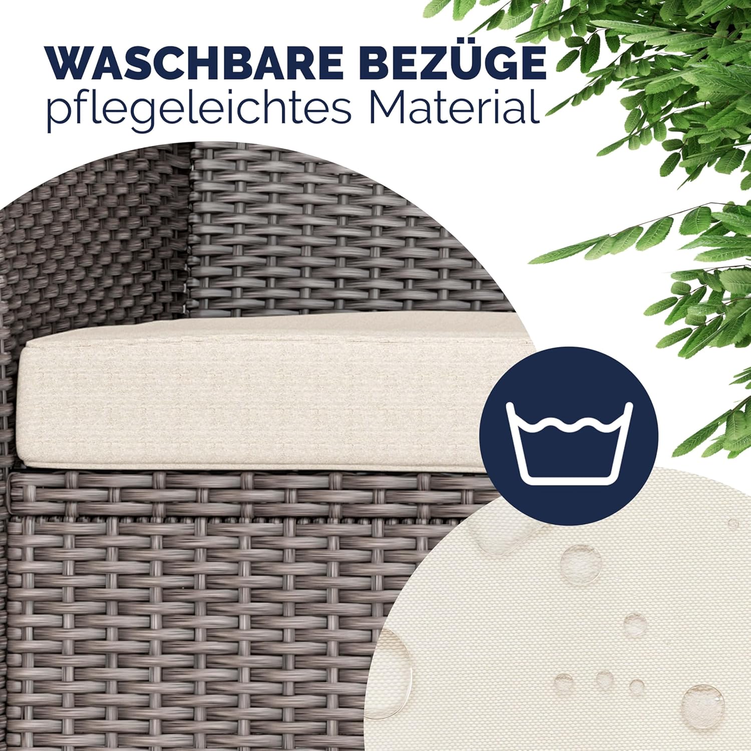 Casaria® Gartenbank Wetterfest Polyrattan Tisch Auflagen 320kg Belastbarkeit UV-beständig Garten Balkon Bank Möbel Sitzbank 2-Sitzer 143x55x88cm Creme — Ansicht 4