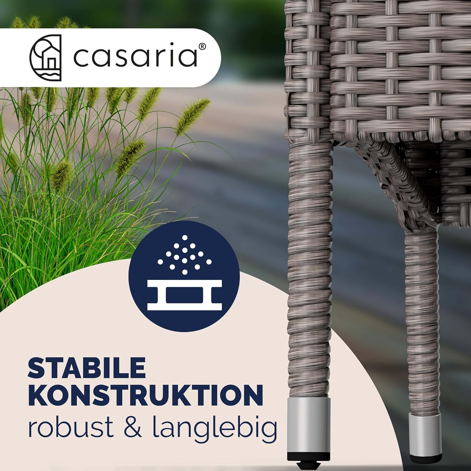 Casaria® Gartenbank Wetterfest Polyrattan Tisch Auflagen 320kg Belastbarkeit UV-beständig Garten Balkon Bank Möbel Sitzbank 2-Sitzer 143x55x88cm Creme — Ansicht 6