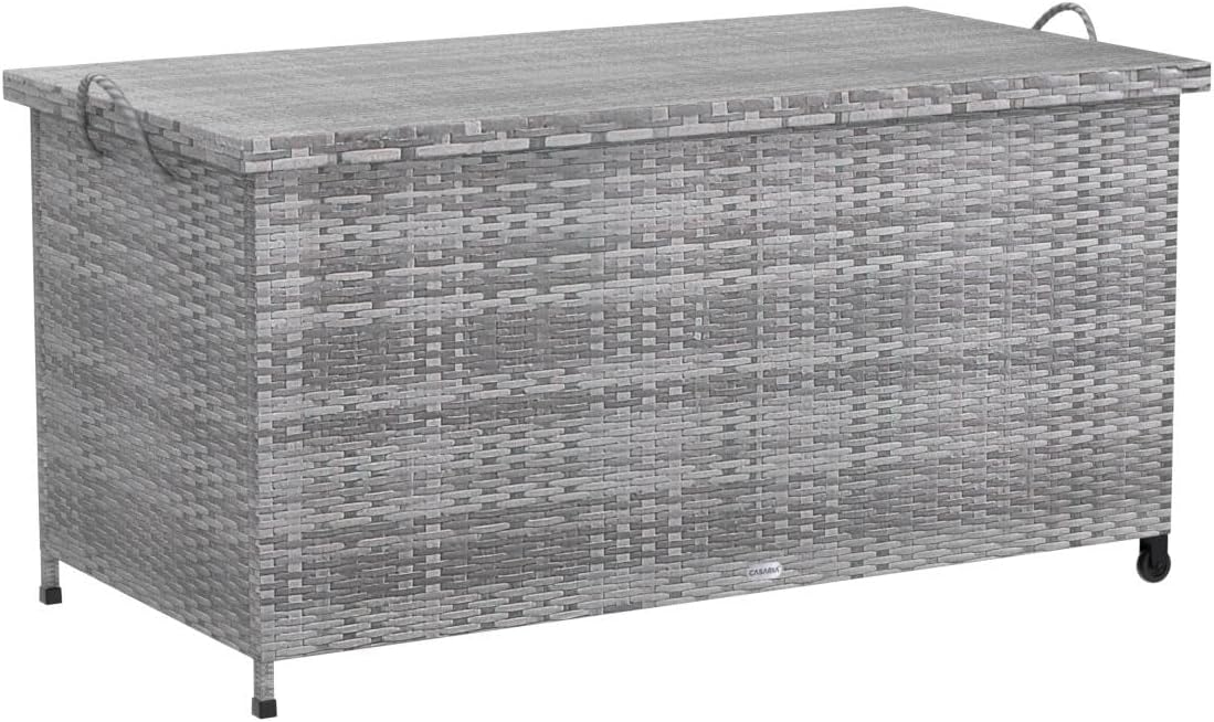 Casaria® Gartenbox Auflagenbox mit Rollen 270L Stauraum UV-beständig Handgriffe Gasdruckfeder Wetterfest 117x53cm Garten Balkon Aufbewahrungsbox Grau — Ansicht 4
