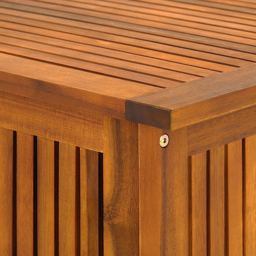 Casaria® Gartenbox Holz Akazie 205L Deckel 160kg Belastbarkeit Wetterfest Auflagenbox Aufbewahrungsbox Garten Balkon Wintergarten Sitztruhe 115x50cm — Ansicht 4