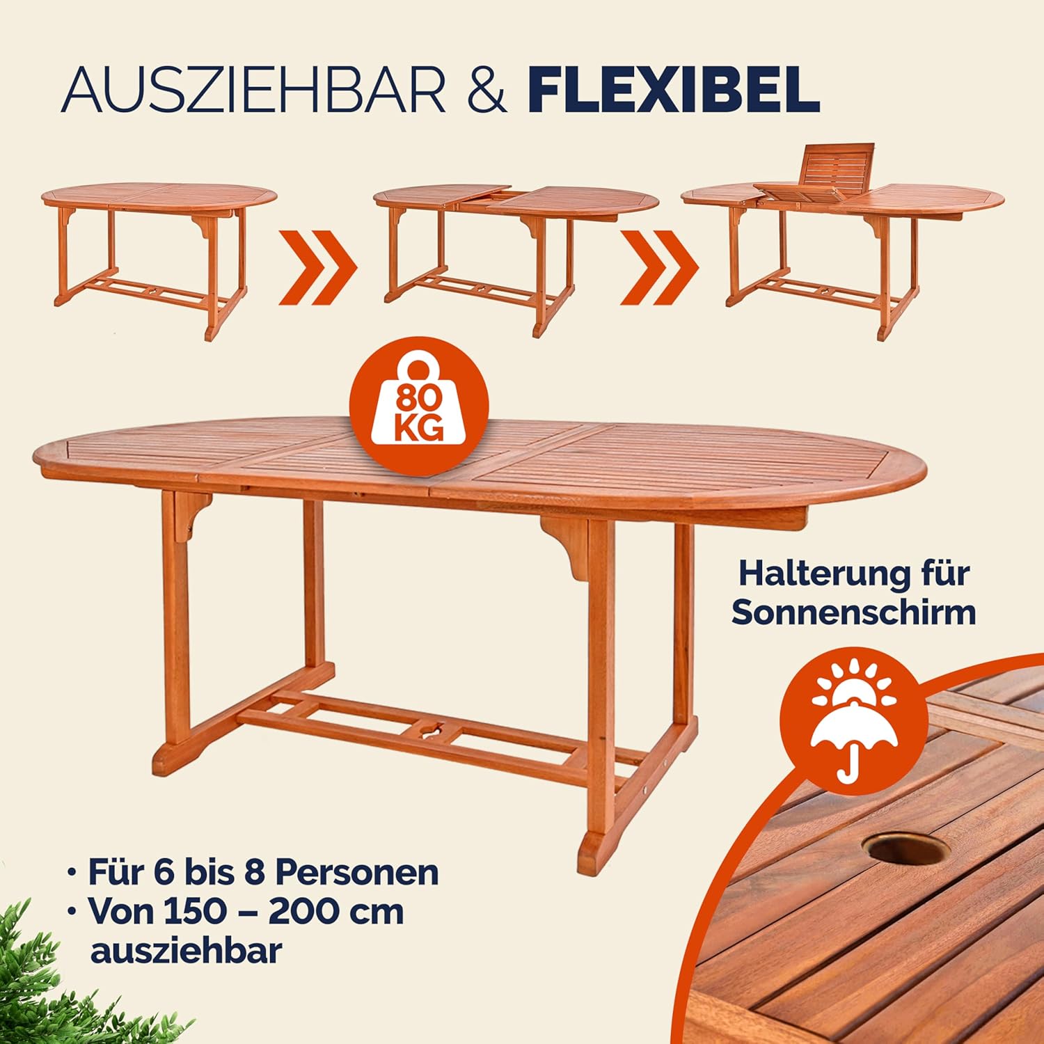 Casaria® Gartenmöbel Set Holz 6 Stühle mit Tisch Wetterfest FSC®-Zertifiziert Schirmständer Armlehnen Klappstühle Garten Terrasse 7-TLG. Eukalyptus — Ansicht 3