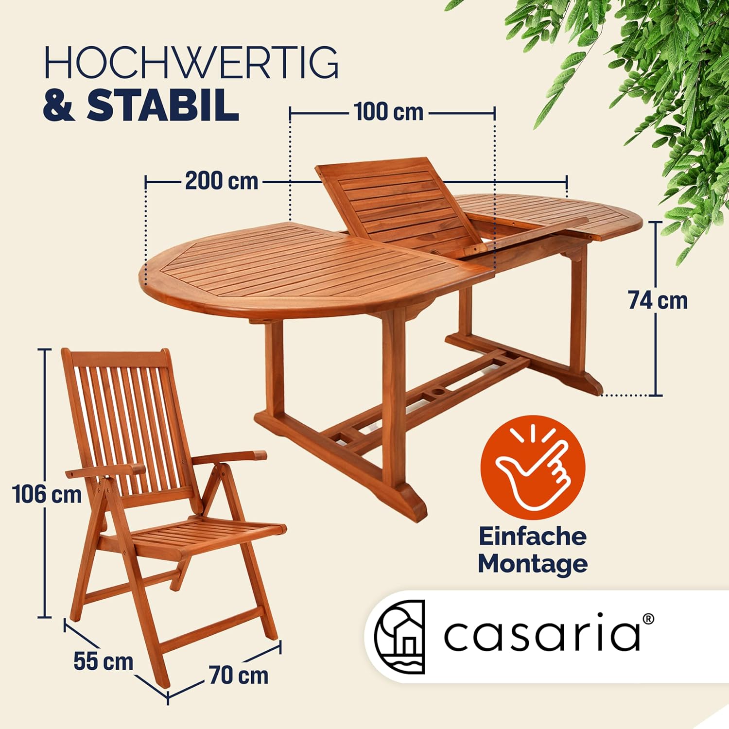 Casaria® Gartenmöbel Set Holz 6 Stühle mit Tisch Wetterfest FSC®-Zertifiziert Schirmständer Armlehnen Klappstühle Garten Terrasse 7-TLG. Eukalyptus — Ansicht 6