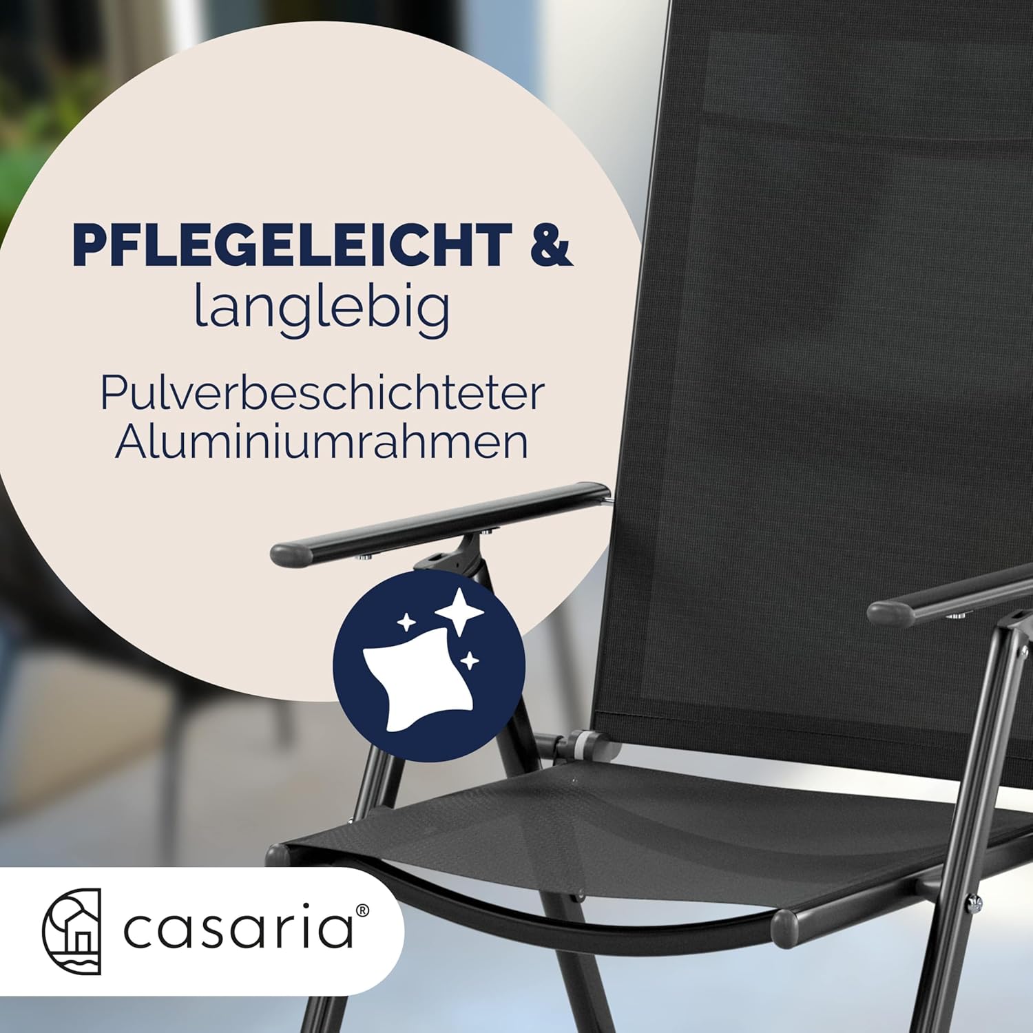 Casaria® Gartenstühle 2er Set Hochlehner Klappbar 8-Fach Verstellbar Camping Stuhl Aluminium Wetterfest Klappstuhl 120kg Belastbarkeit Garten Balkon — Ansicht 6