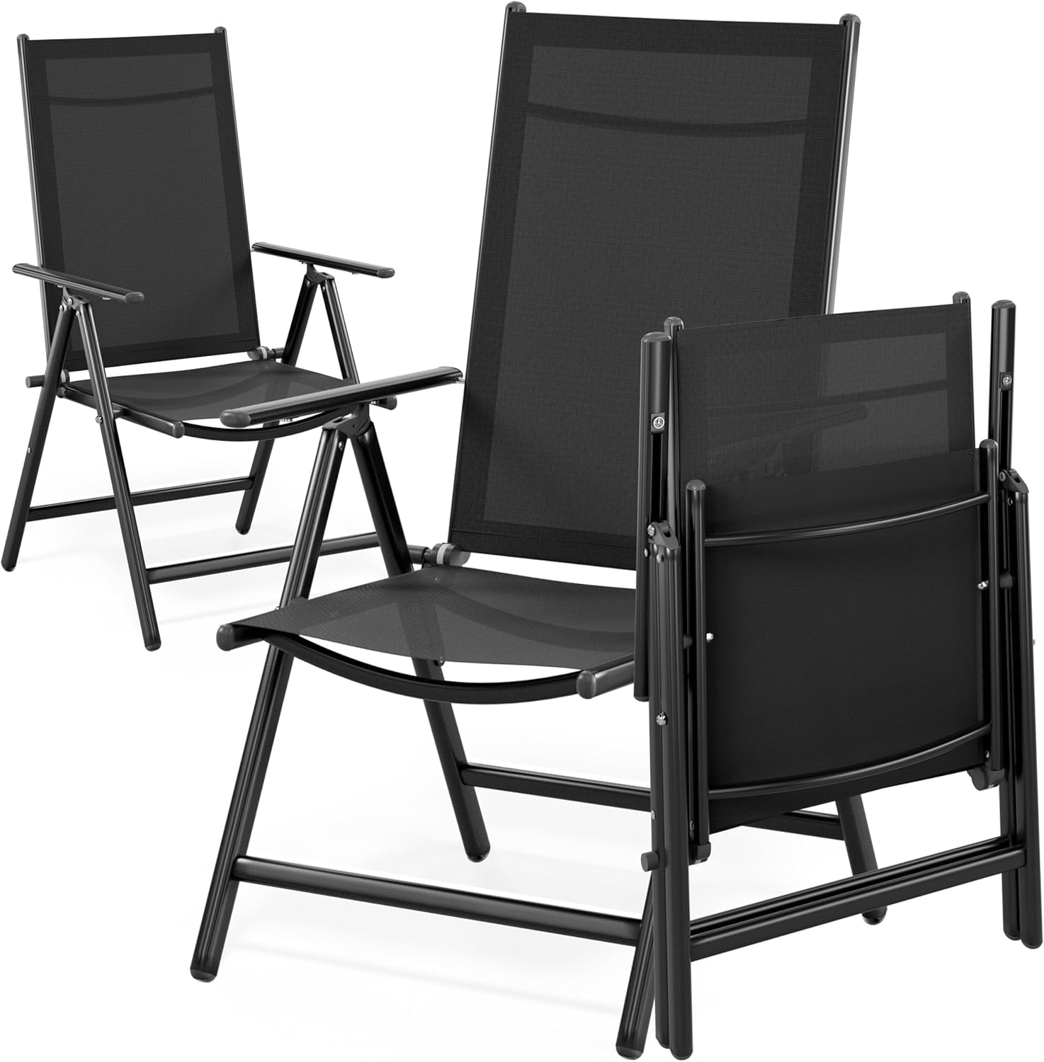 Casaria® Gartenstühle 2er Set Hochlehner Klappbar 8-Fach Verstellbar Camping Stuhl Aluminium Wetterfest Klappstuhl 120kg Belastbarkeit Garten Balkon