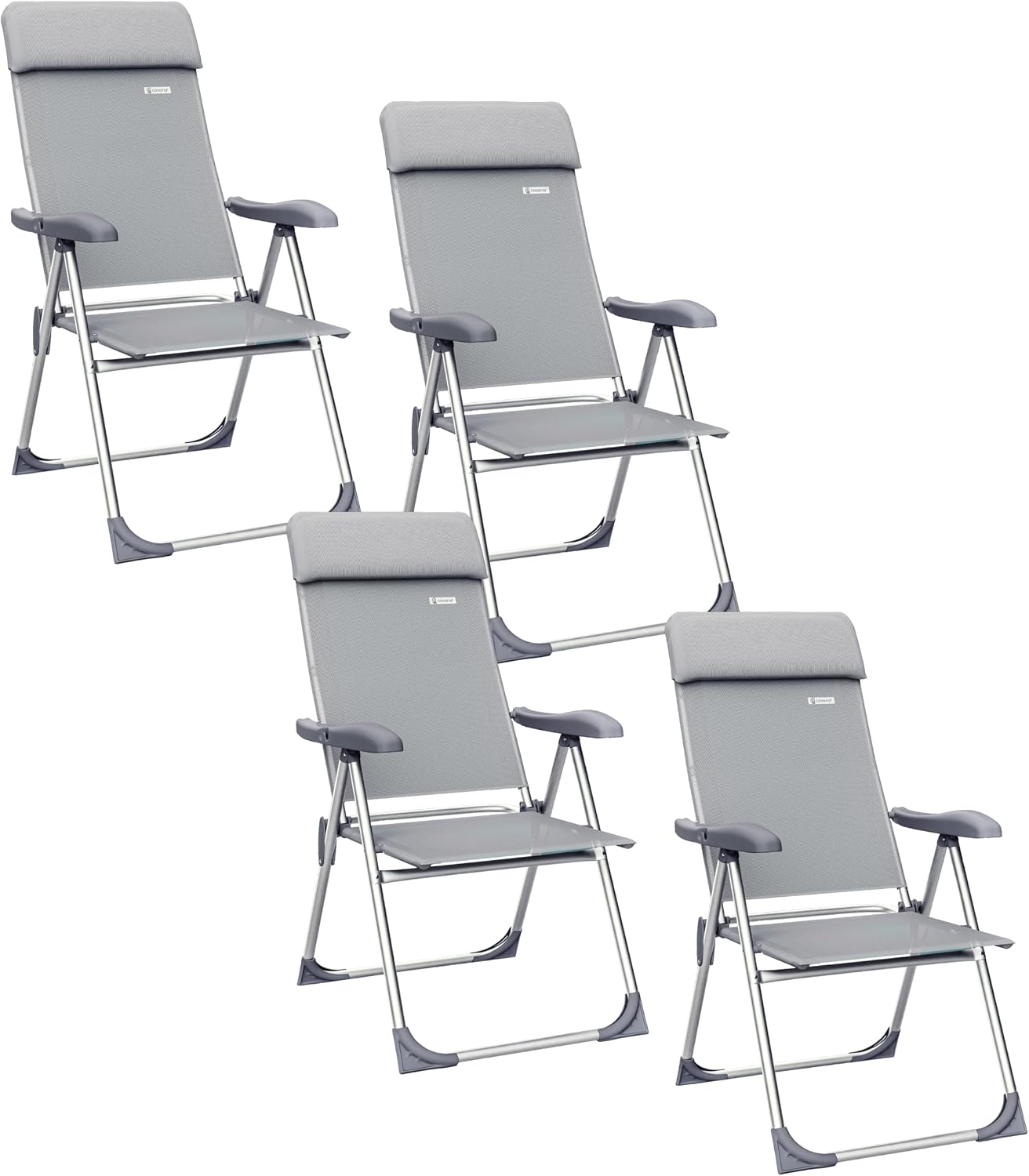 Casaria Gartenstühle 4er Set Klappbar 7-Fach Verstellbar Alu mit hoher Rückenlehne Liegefunktion Faltbar Balkon Campingstuhl Klappstuhl Hochlehner