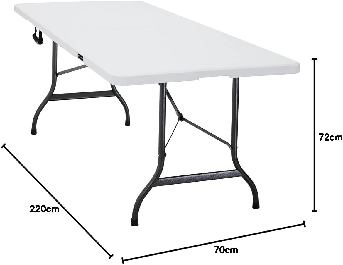 Casaria® Gartentisch Klappbar 220x70 cm für 10 Personen Wetterfest Kunststoff Stabil Tragegriff Garten Klapptisch Partytisch Esstisch Buffettisch Weiß — Ansicht 3