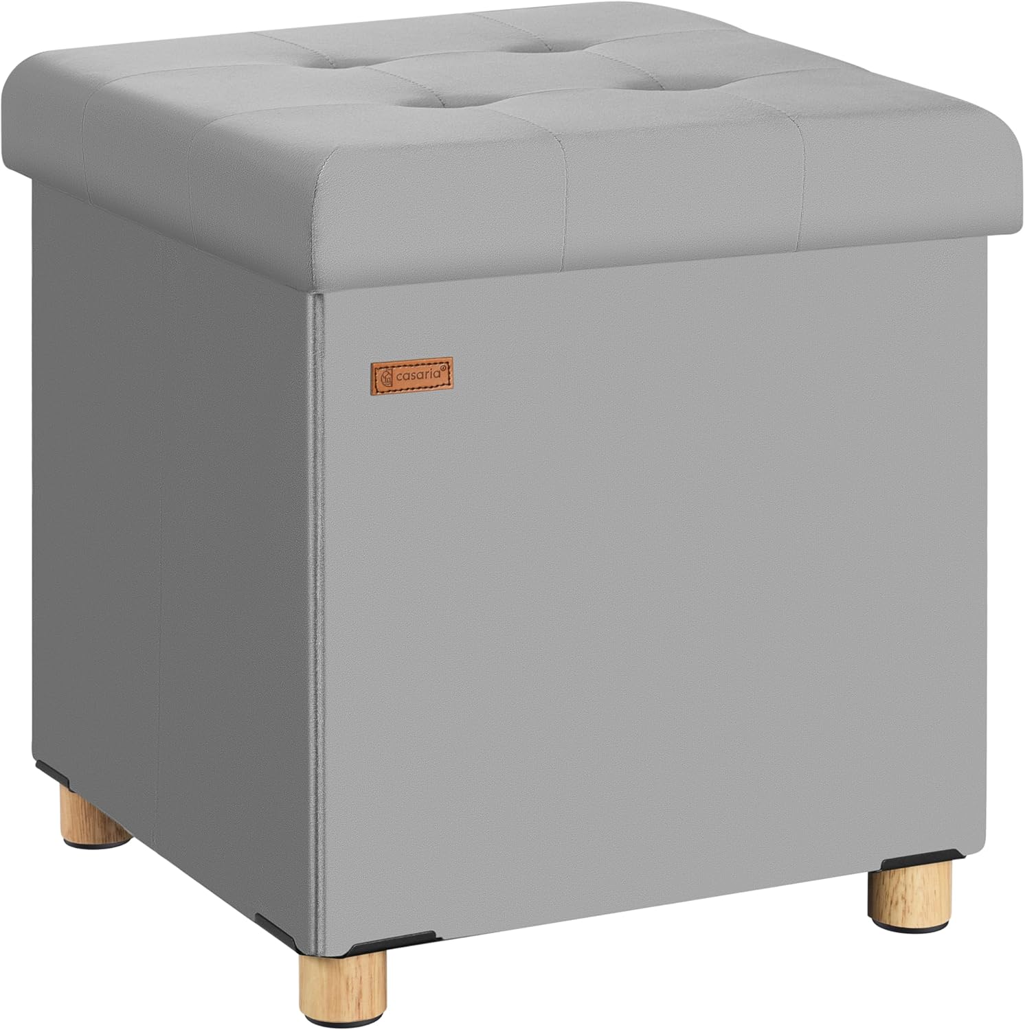 Casaria® Hocker mit Stauraum Samt Grau Faltbar inkl. Füßen 38x38cm 300kg Belastbarkeit Wohnzimmer Schlafzimmer Flur Sitzhocker Fußhocker Polsterhocker