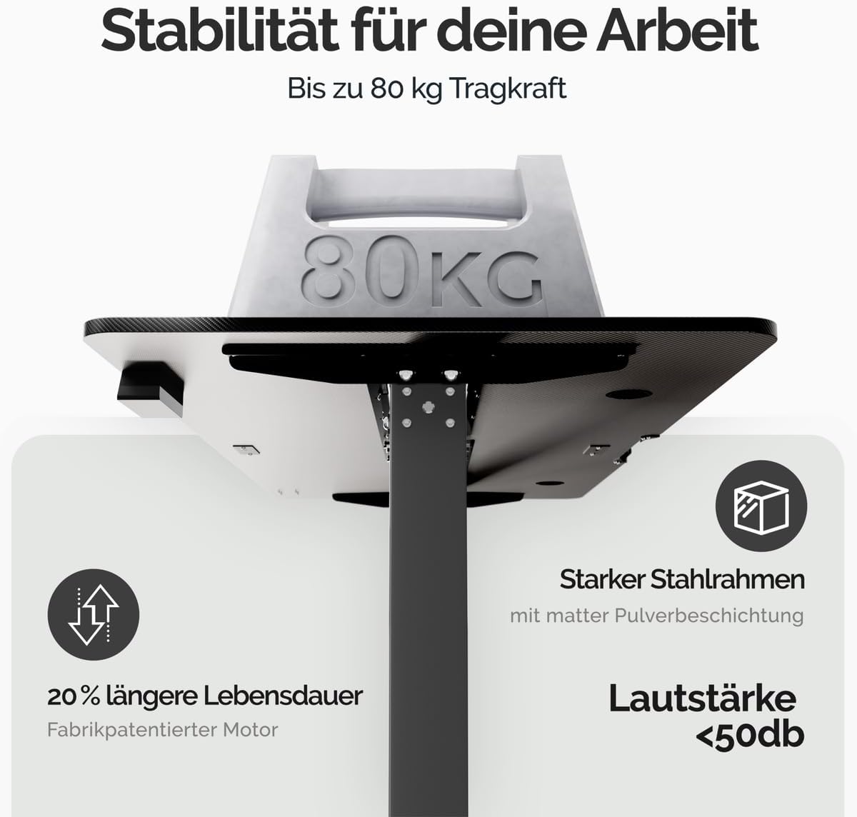 Casaria® Höhenverstellbarer Schreibtisch 160x75 cm elektrisch mit Kopfhörerhalter Tassenhalter Modern Büro Gaming PC Computer Tisch Schwarz Carbon-Optik — Ansicht 5
