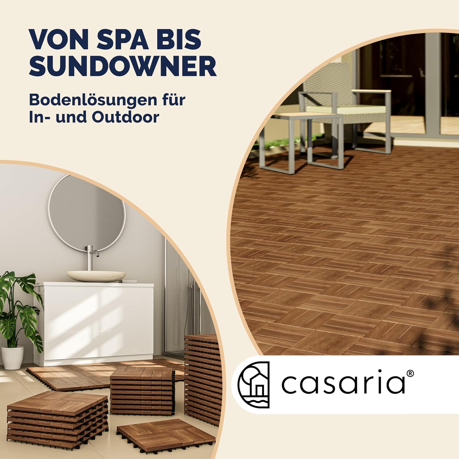 Casaria Holzfliesen FSC®-zertifiziertes Akazienholz 1m2 Fliese Akazie Mosaik 30x30cm Klicksystem zuschneidbar Terrasse — Ansicht 5