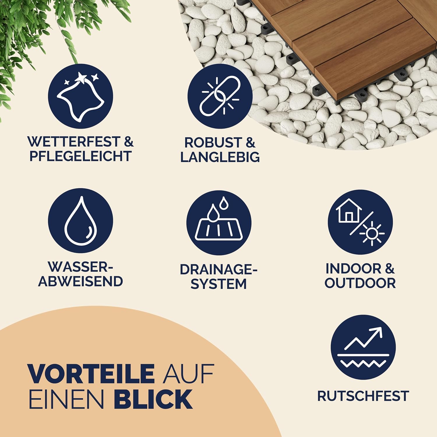 Casaria Holzfliesen FSC®-zertifiziertes Akazienholz 1m2 Fliese Akazie Mosaik 30x30cm Klicksystem zuschneidbar Terrasse — Ansicht 6
