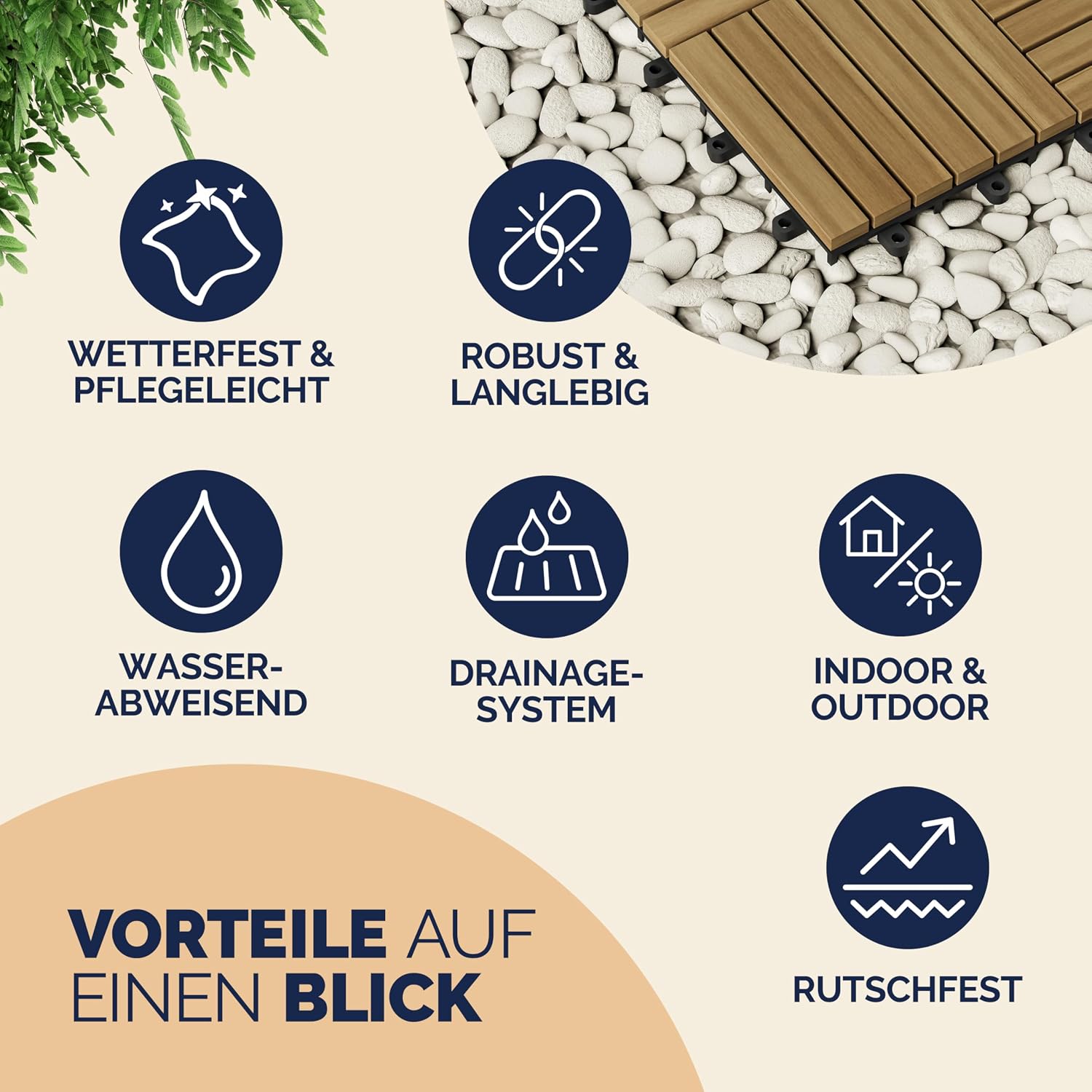 CASARIA® Holzfliesen FSC®-zertifiziertes Akazienholz 3m2 Fliese Akazie Quattro 30x30cm Klicksystem zuschneidbar Terrasse — Ansicht 6