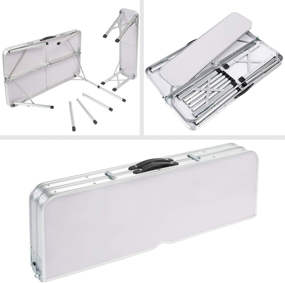 CASARIA® Klapptisch Wetterfest Höhenverstellbar Campingtisch mit Bänken Gartentisch Falttisch 120x60cm Klappbar leicht transportabel 4 Personen — Ansicht 3