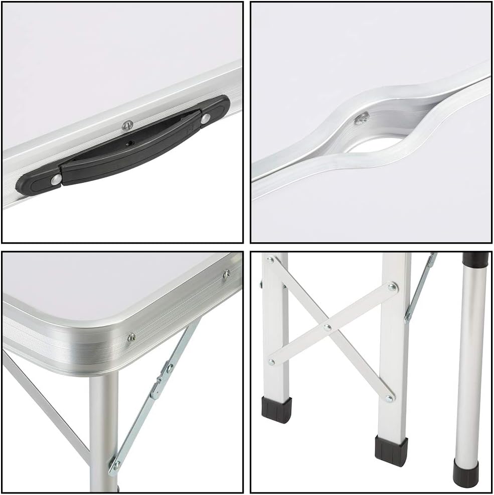 CASARIA® Klapptisch Wetterfest Höhenverstellbar Campingtisch mit Bänken Gartentisch Falttisch 120x60cm Klappbar leicht transportabel 4 Personen — Ansicht 5