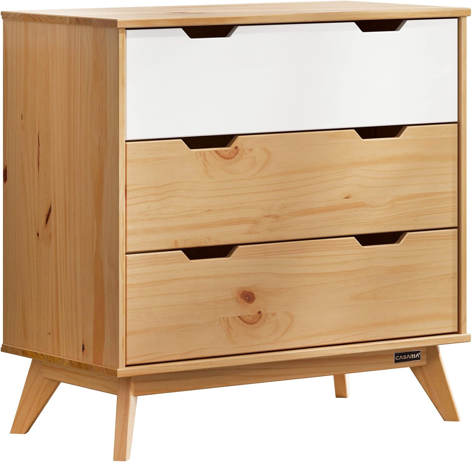 Casaria® Kommode 3 Schubladen 80x79x40 cm FSC®- Zertifiziert Kiefer Massiv Natur Holz Wohnzimmer Schlafzimmer Diele Möbel Sideboard Highboard Anrichte